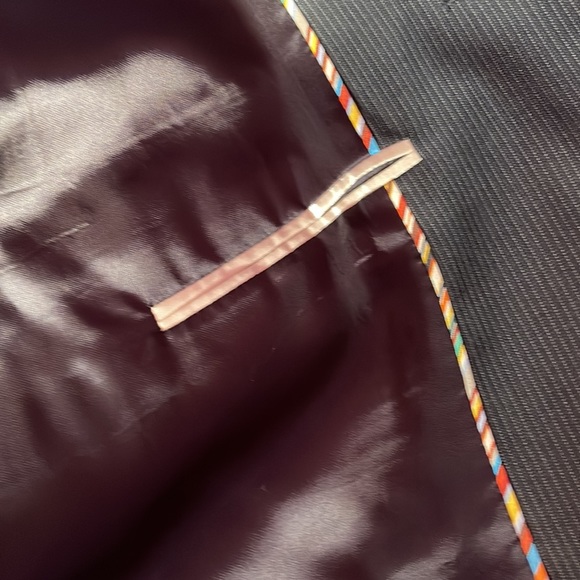 Paul Smith bluish suit, tiny stripes, characteristically colorful backing, 34x30 - Picture 5 of 8